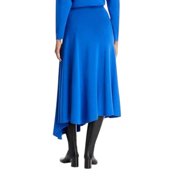 New $1298 LAFAYETTE 148 NY Asymmetric Crepe Godet Midi Skirt Tile Blue 3X Career - Picture 10 of 11